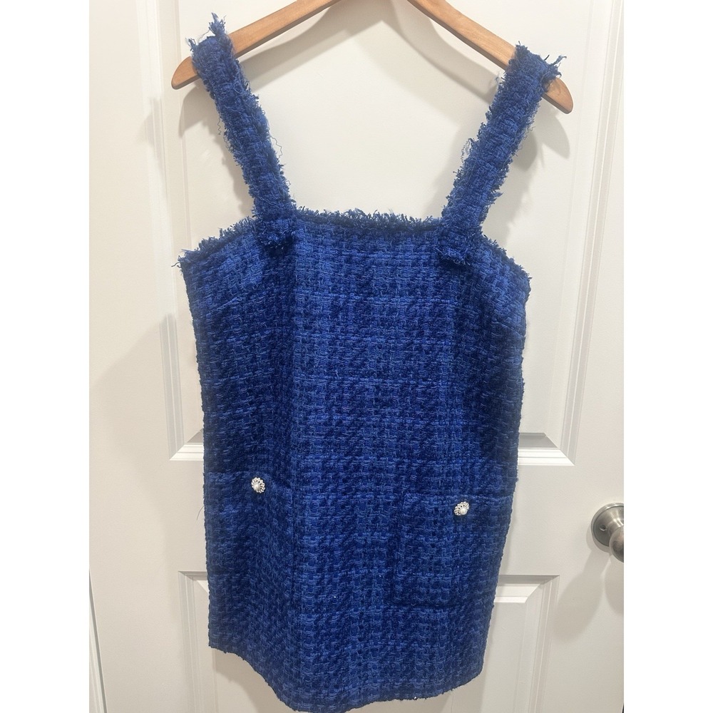ZARA Royal Blue Textured Pinafore Dress NWT Medium‎
